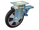 Zwaarlast zwenkwiel met rem - rubberen band op aluminium velg Zwaarlast zwenkwiel met rem - rubberen band op aluminium velg